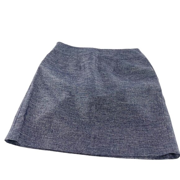 Ann Taylor Linen Blend Navy A-Line Skirt Size 10 Pleated Old Money Academia - Picture 9 of 13